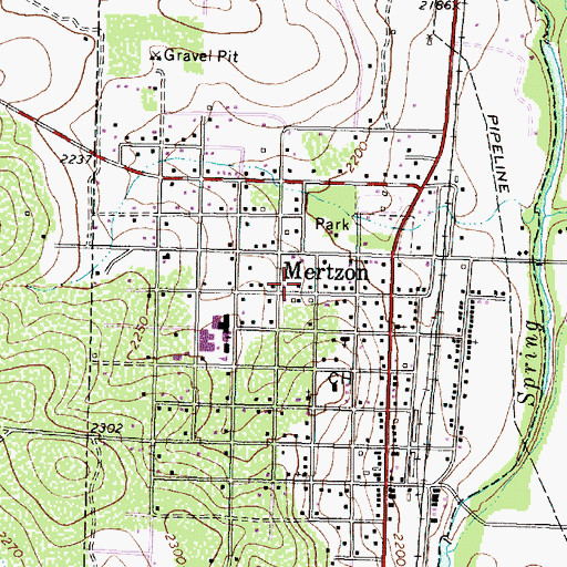 Topographic Map of City of Mertzon, TX