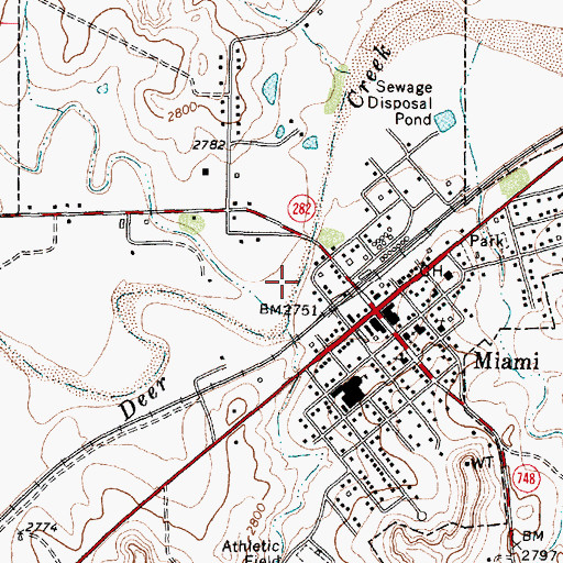 Topographic Map of City of Miami, TX