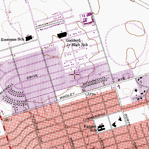 Topographic Map of City of Midland, TX