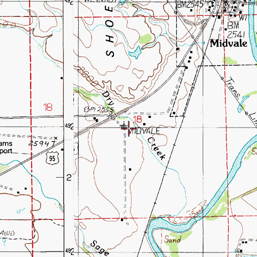 Topographic Map of City of Midvale, ID