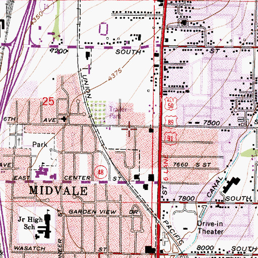 Topographic Map of City of Midvale, UT