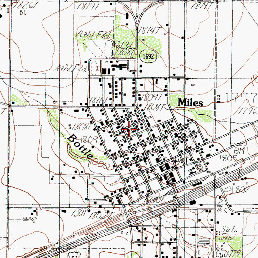 Topographic Map of City of Miles, TX