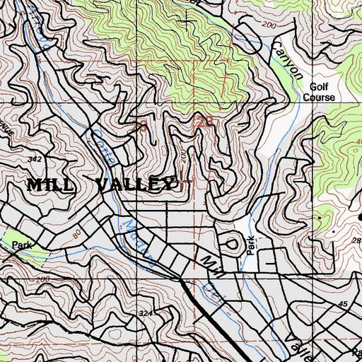 Topographic Map of City of Mill Valley, CA