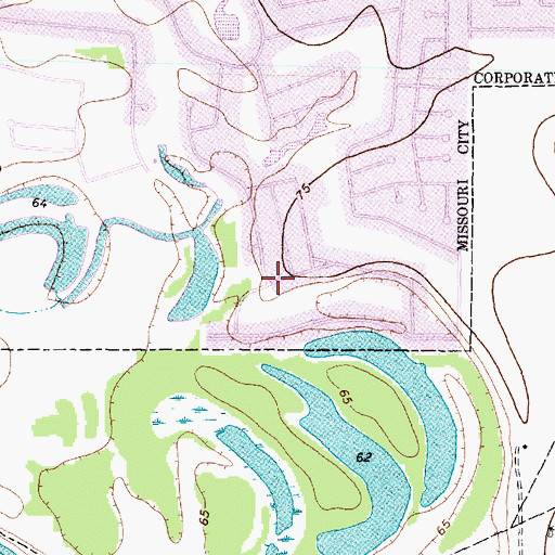 Topographic Map of City of Missouri City, TX