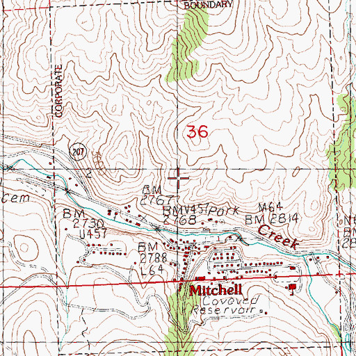 Topographic Map of City of Mitchell, OR