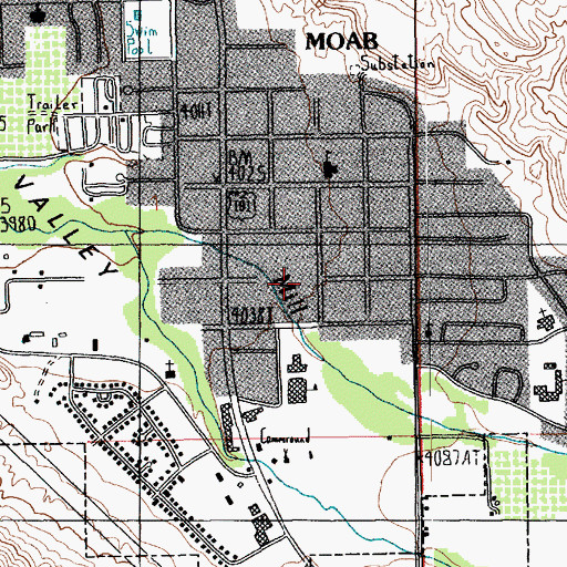 Topographic Map of City of Moab, UT