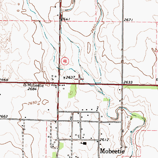 Topographic Map of City of Mobeetie, TX