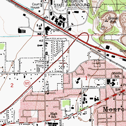 Topographic Map of City of Monroe, WA