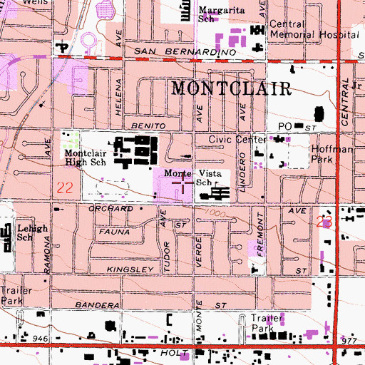 Topographic Map of City of Montclair, CA