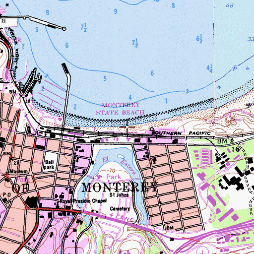 Topographic Map of City of Monterey, CA
