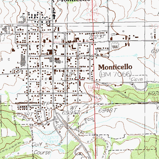 Topographic Map of City of Monticello, UT