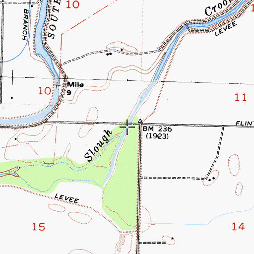 Topographic Map of Crooked Slough, CA