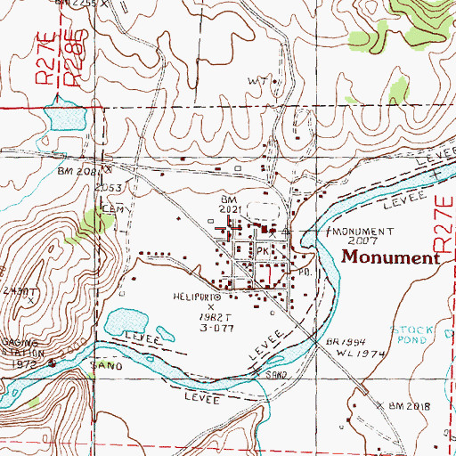 Topographic Map of City of Monument, OR