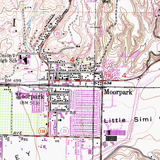 Topographic Map of City of Moorpark, CA