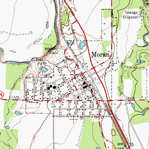 Topographic Map of City of Moran, TX