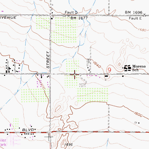 Topographic Map of City of Moreno Valley, CA