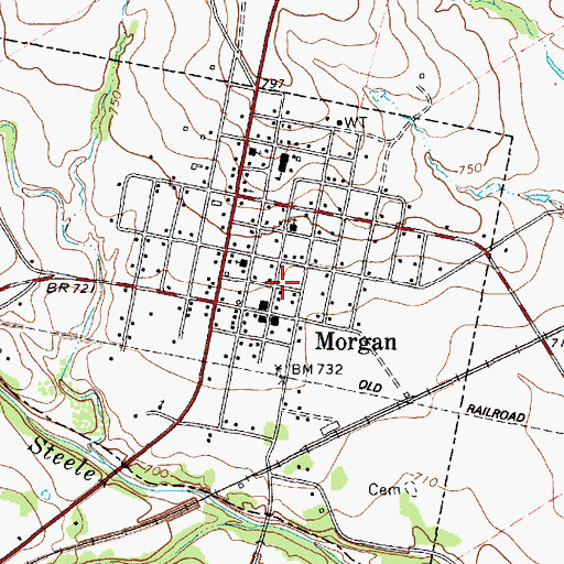 Topographic Map of City of Morgan, TX