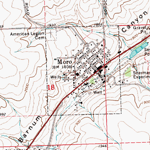 Topographic Map of City of Moro, OR