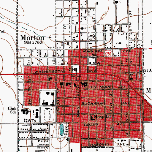 Topographic Map of City of Morton, TX