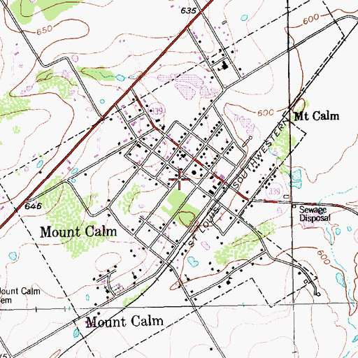 Topographic Map of City of Mount Calm, TX