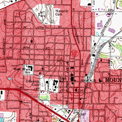 Topographic Map of City of Mount Pleasant, TX