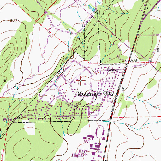 Topographic Map of City of Mountain City, TX