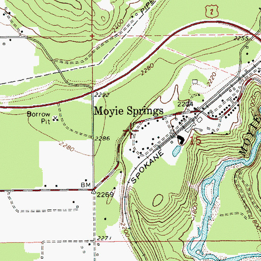 Topographic Map of City of Moyie Springs, ID