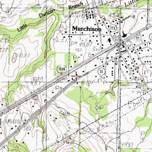 Topographic Map of City of Murchison, TX
