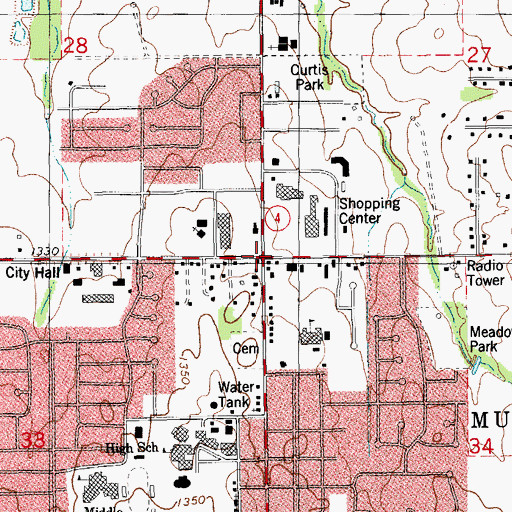 Topographic Map of City of Mustang, OK