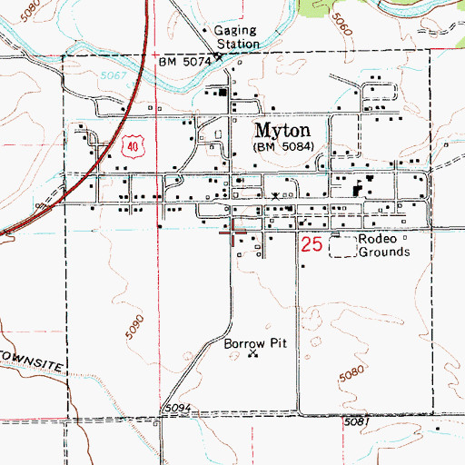 Topographic Map of City of Myton, UT