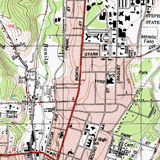 Topographic Map of City of Nacogdoches, TX