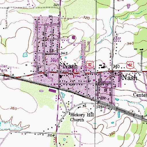 Topographic Map of City of Nash, TX