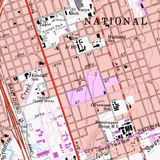 Topographic Map of City of National City, CA