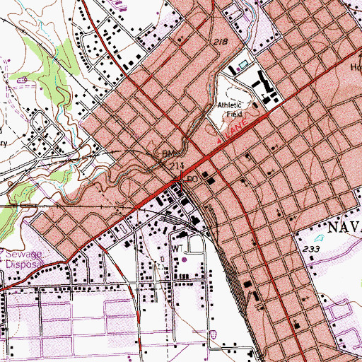 Topographic Map of City of Navasota, TX