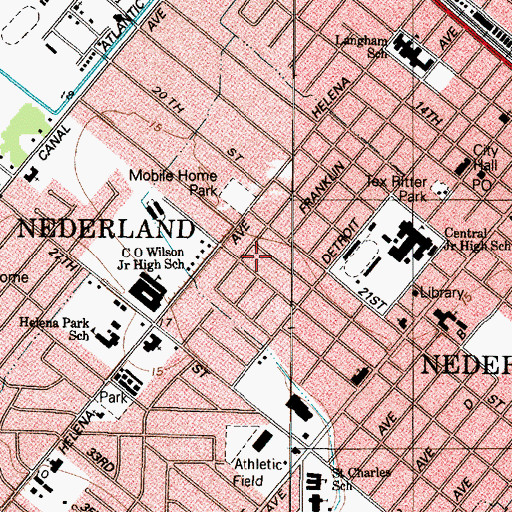 Topographic Map of City of Nederland, TX