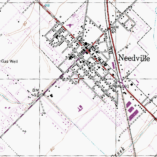 Topographic Map of City of Needville, TX