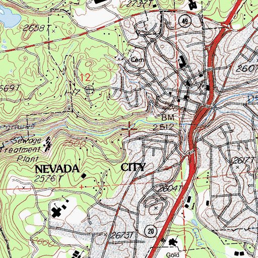 Topographic Map of City of Nevada City, CA