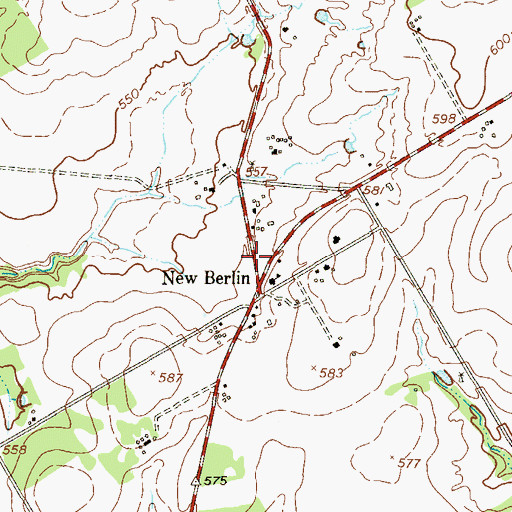 Topographic Map of City of New Berlin, TX