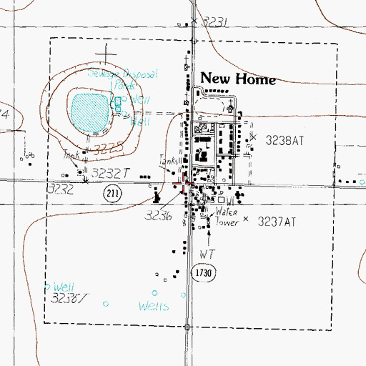 Topographic Map of City of New Home, TX