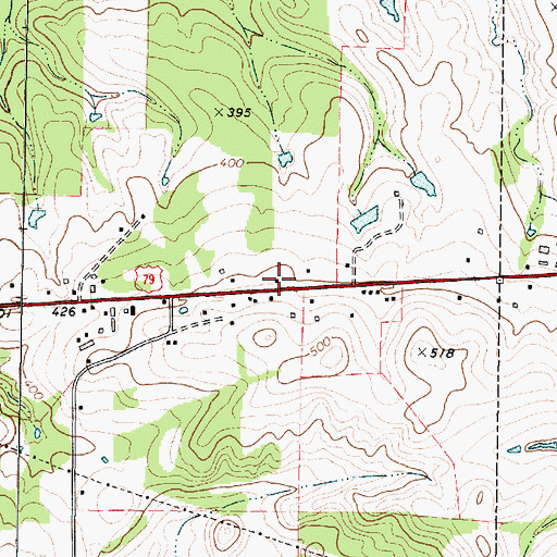 Topographic Map of City of New Summerfield, TX