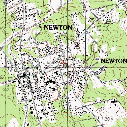 Topographic Map of City of Newton, TX