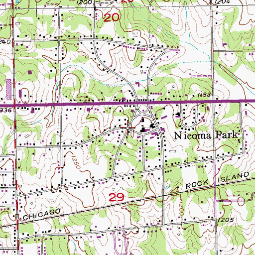 Topographic Map of City of Nicoma Park, OK
