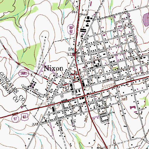 Topographic Map of City of Nixon, TX