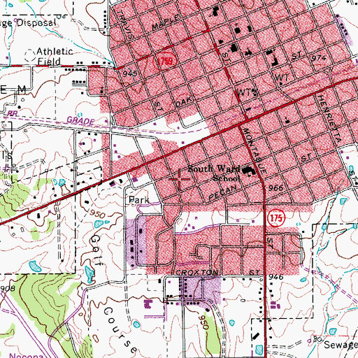 Topographic Map of City of Nocona, TX