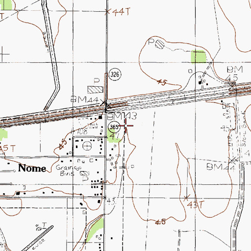Topographic Map of City of Nome, TX
