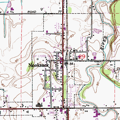 Topographic Map of City of Nooksack, WA