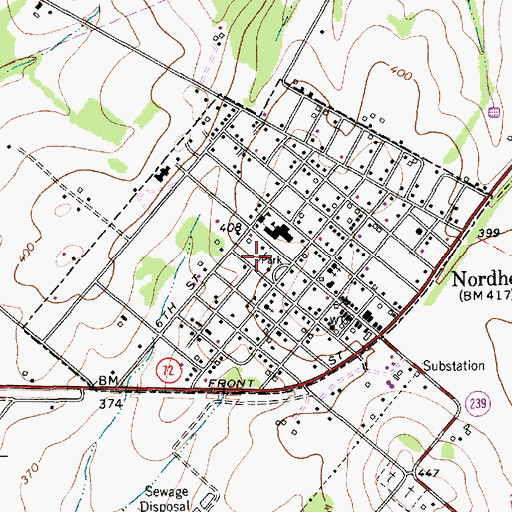 Topographic Map of City of Nordheim, TX