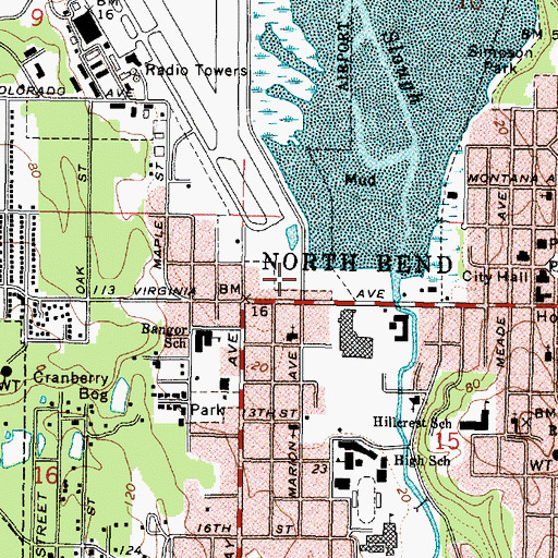 Topographic Map of City of North Bend, OR