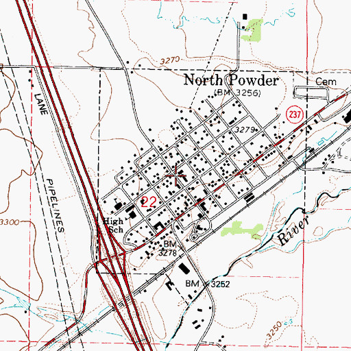 Topographic Map of City of North Powder, OR
