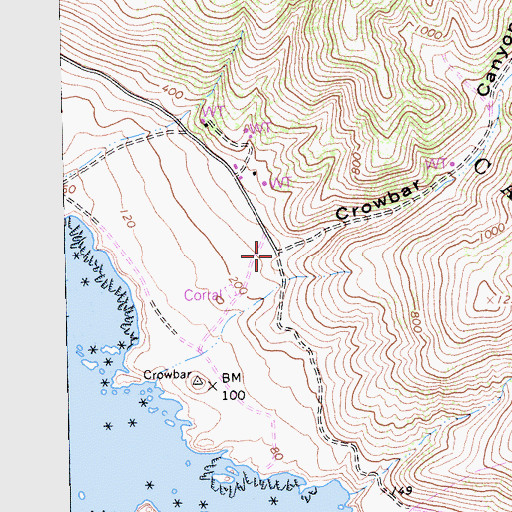 Topographic Map of Crowbar Canyon, CA